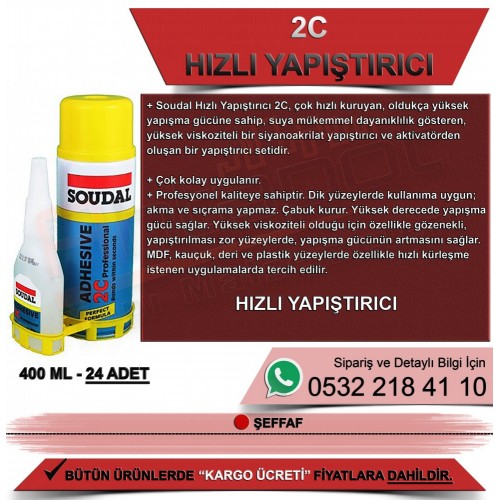 SOUDAL 2C Profesyonel Hızlı Yapıştırıcı Seti 400 ML 24 Adet