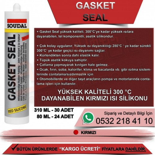 SOUDAL Gasket Seal Yüksek Isıya Dayanıklı Sıvı Conta (Kırmızı, 310ml)