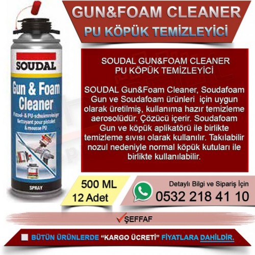 SOUDAL Gun&Foam Cleaner PU Köpük Temizleyici (Şeffaf, 500ml, 12 Adet)