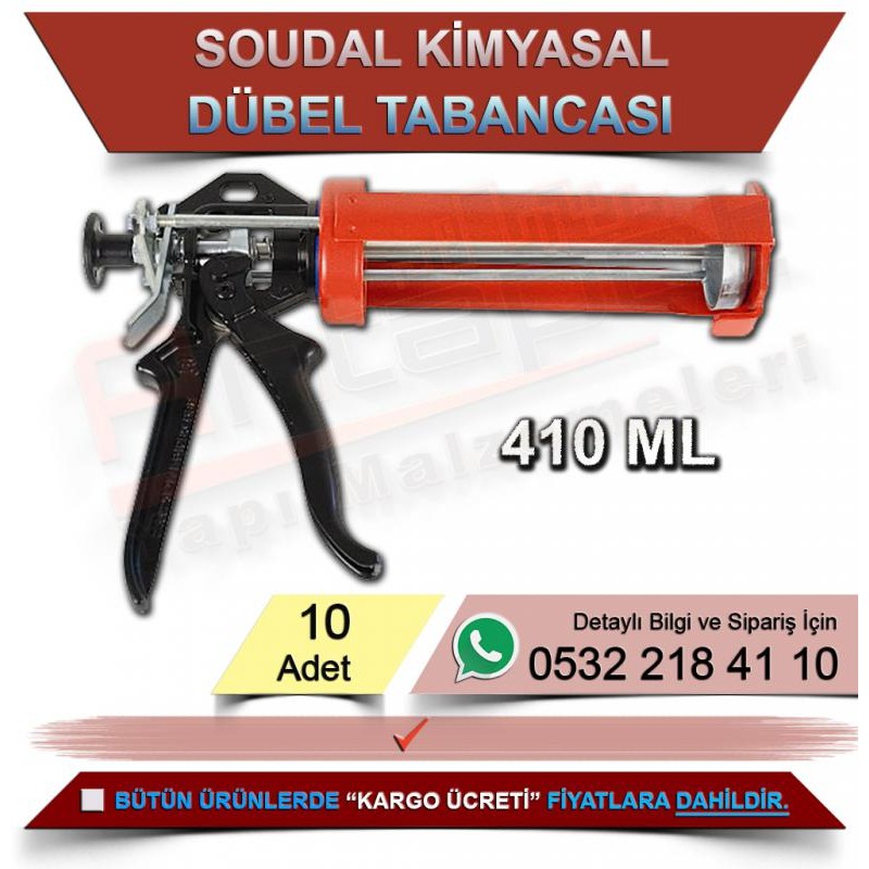SOUDAL Kimyasal Dübel Tabancası (Kırmızı, 410ml, 10 Adet)