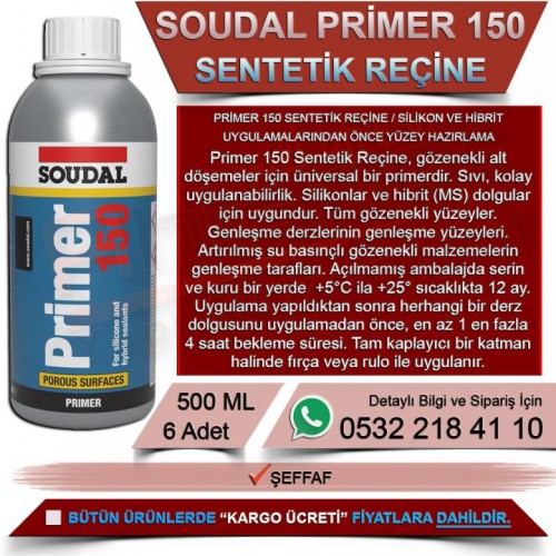 SOUDAL Primer 150 Sentetik Reçine (500ml, 6 Adet)