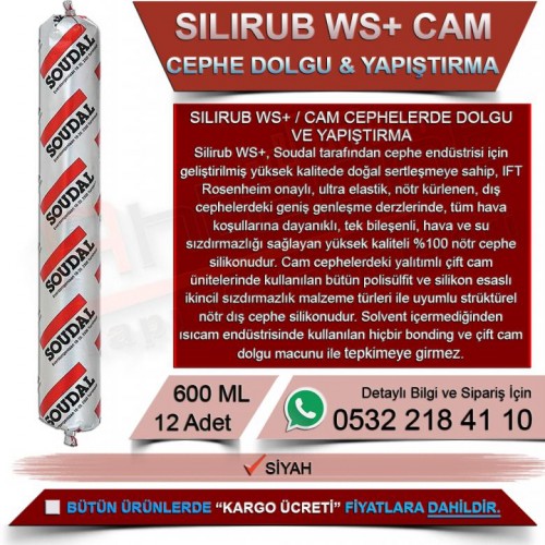 SOUDAL Silirub WS+ Cam Cephelerde Dolgu ve Yapıştırma Silikonu (300ml, 24 Adet)