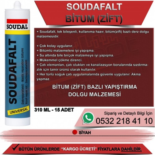 SOUDAL Soudafalt Bitüm Esaslı Su Yalıtım Mastiği (Siyah, 310ml)
