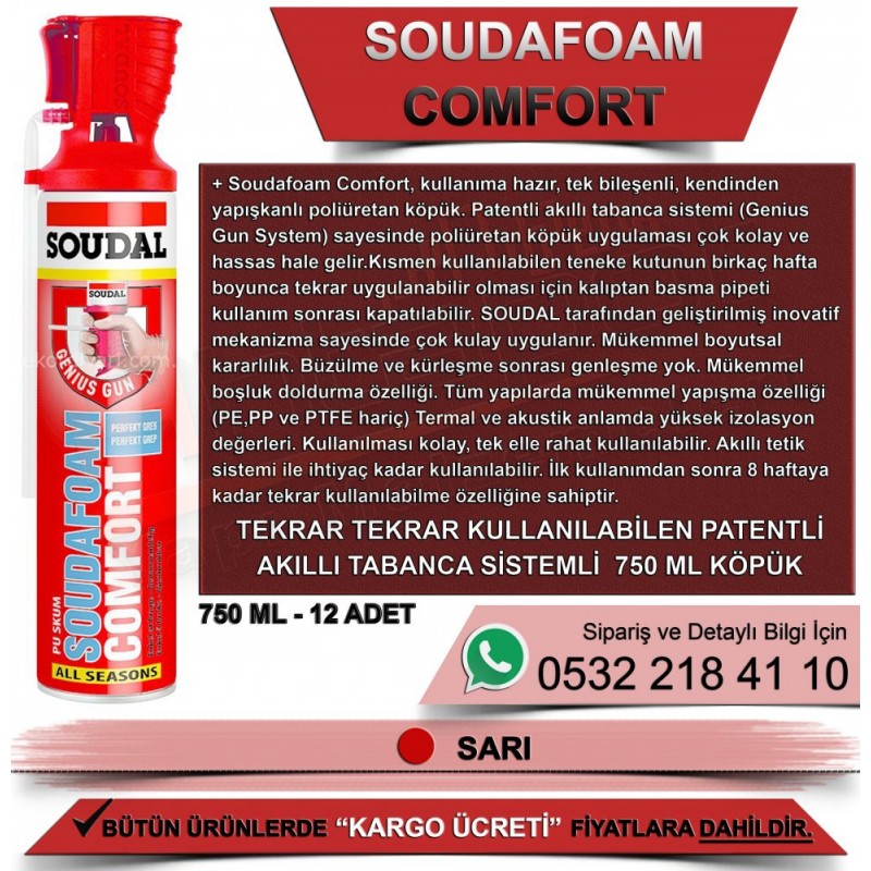 SOUDAL Soudafoam Comfort Pratik Uygulama Köpüğü (750ml)