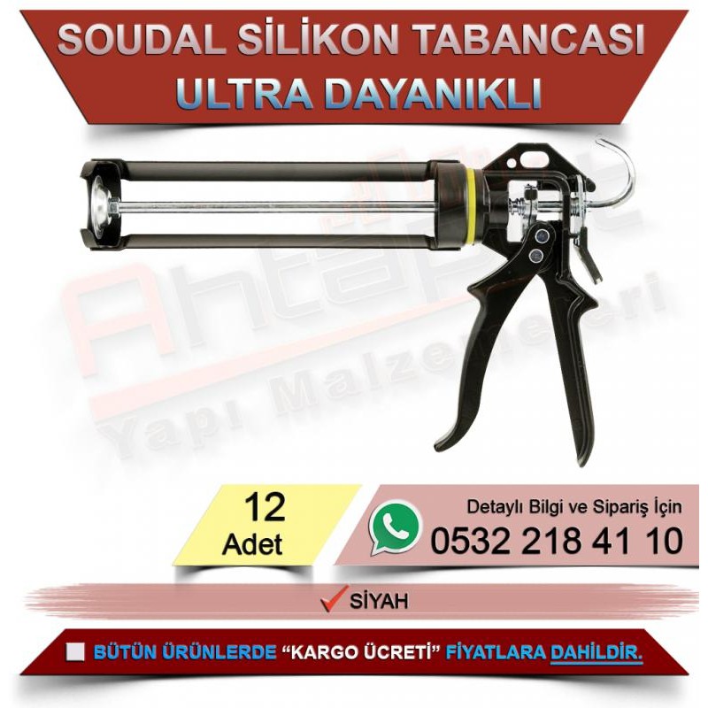 SOUDAL Ultra Dayanıklı Silikon Tabancası (Siyah, 12 Adet)