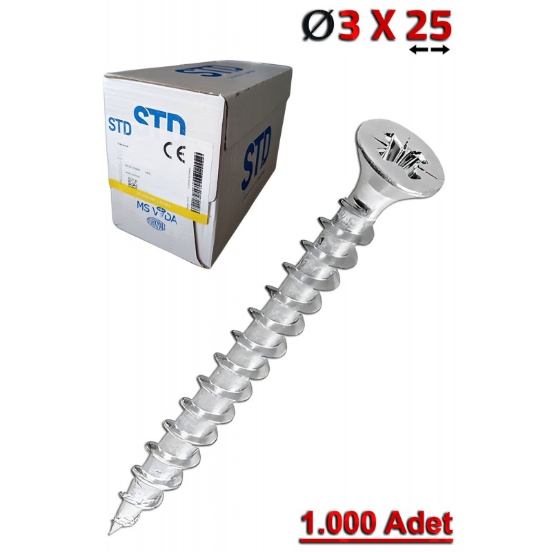 STD 3,0x25 Sunta Vidası (1.000 Adet)