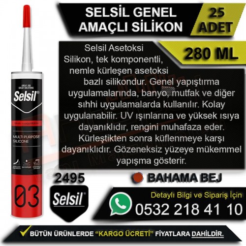 Selsil Genel Amaçlı Silikon 280 Ml Altın Meşe (25 Adet)