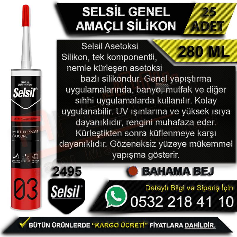 Selsil Genel Amaçlı Silikon 280 Ml Altın Meşe (25 Adet) -