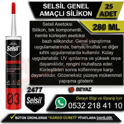 Selsil Genel Amaçlı Silikon 280 Ml Alüminyum Gri (25 Adet)