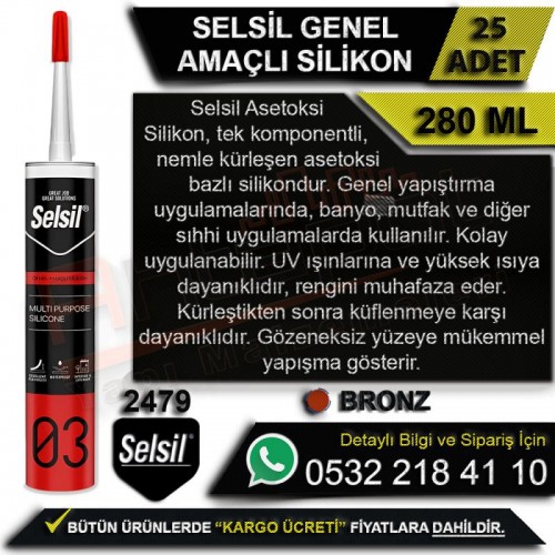 Selsil Genel Amaçlı Silikon 280 Ml Antrasit Gri (25 Adet)