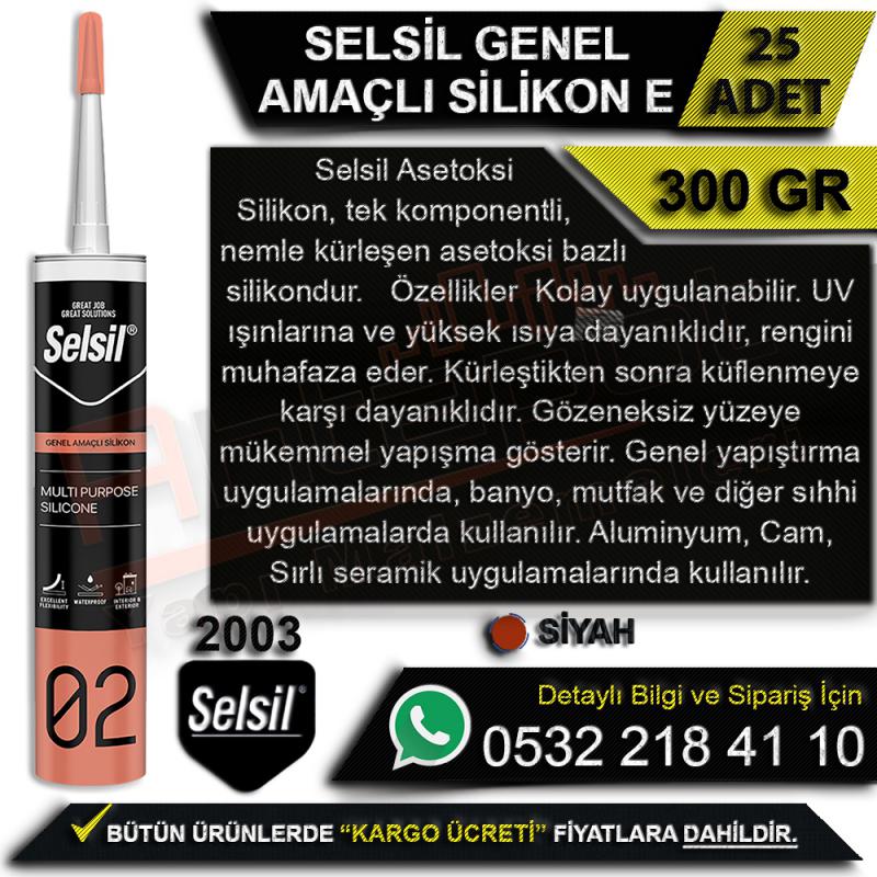 Selsil Genel Amaçlı Silikon 280 Ml Siyah (25 Adet) -