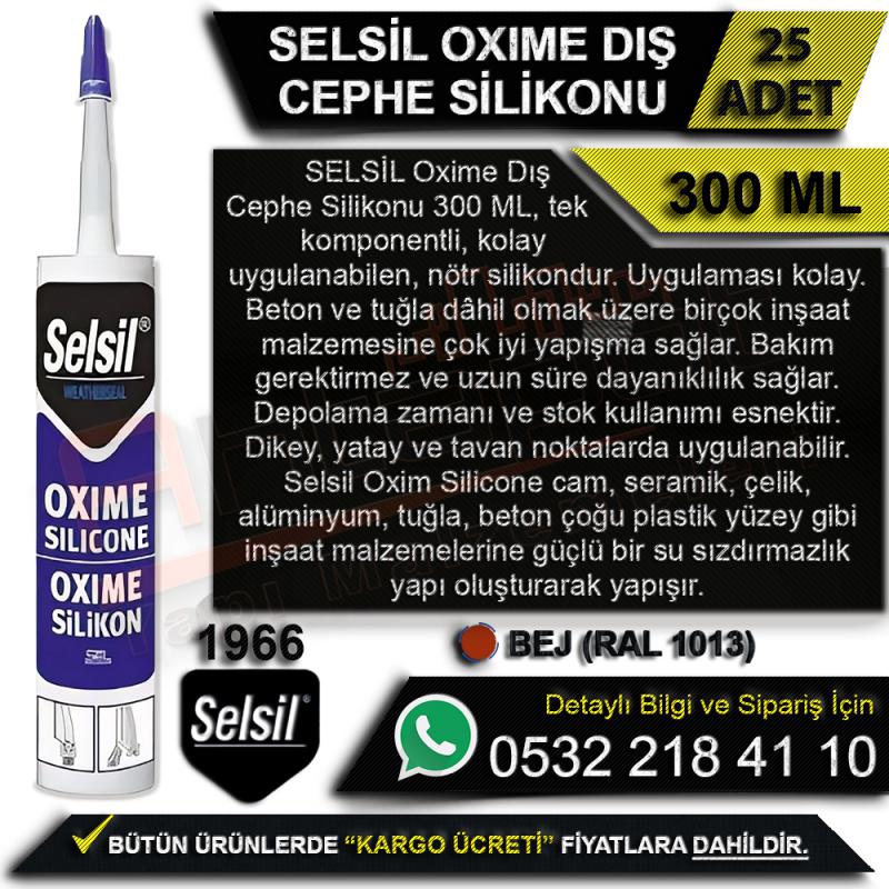 Selsil OXIME Dış Cephe Silikonu 300 Ml Altınmeşe (25 Adet) -