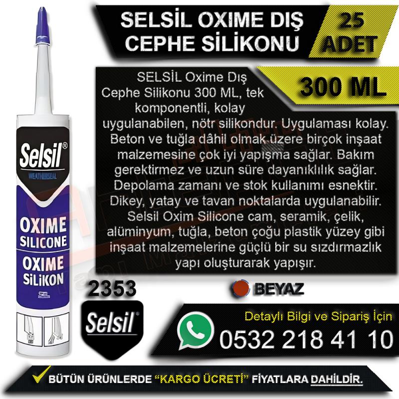 Selsil OXIME Dış Cephe Silikonu 300 Ml Antrasit Gri (25 Adet) -