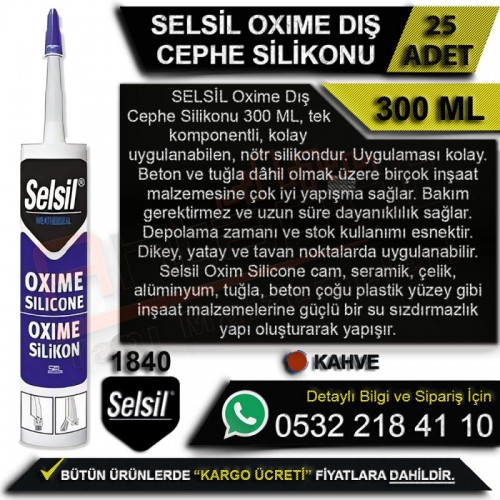 Selsil OXIME Dış Cephe Silikonu 300 Ml Beton Gri (25 Adet)
