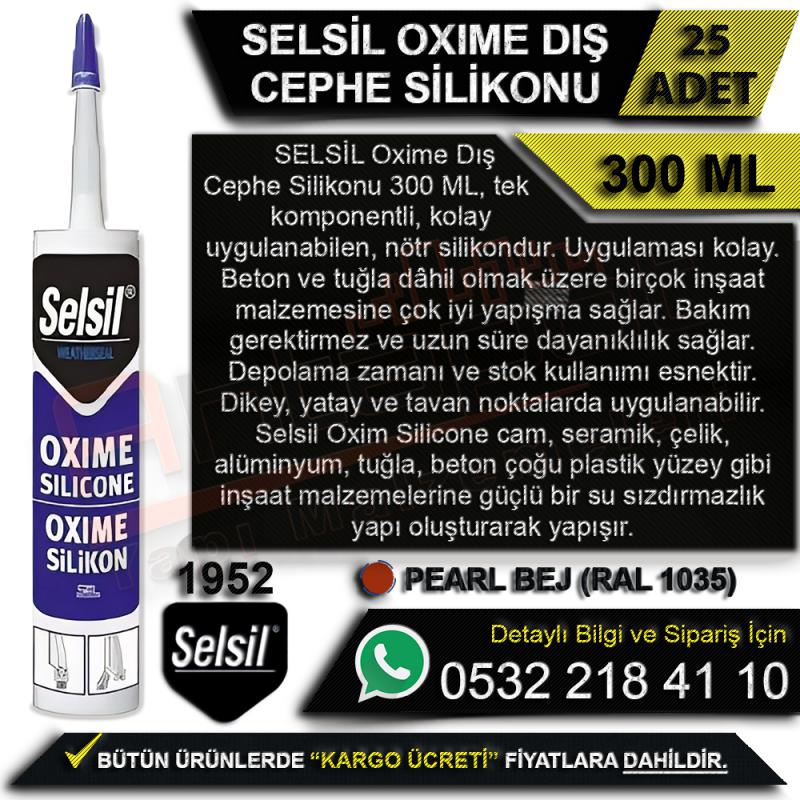 Selsil OXIME Dış Cephe Silikonu 300 Ml Beyaz (25 Adet) -