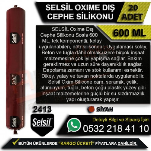Selsil OXIME Dış Cephe Silikonu 300 Ml Siyah (25 Adet)