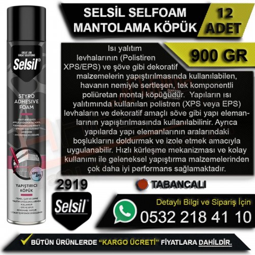 Selsil Selfoam Mantolama Köpüğü Tabancalı 900 Gr (12 Adet)