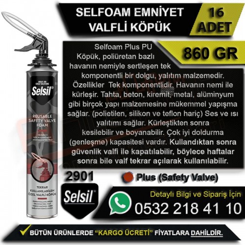 Selsil Selfoam Pu Köpük Emniyet Valfli 860 Gr (16 Adet)