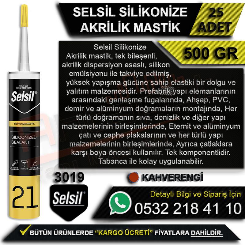Selsil Silikonize Akrilik Mastik 500 Gr Kahverengi (25 Adet) - Mastik Çeşitleri