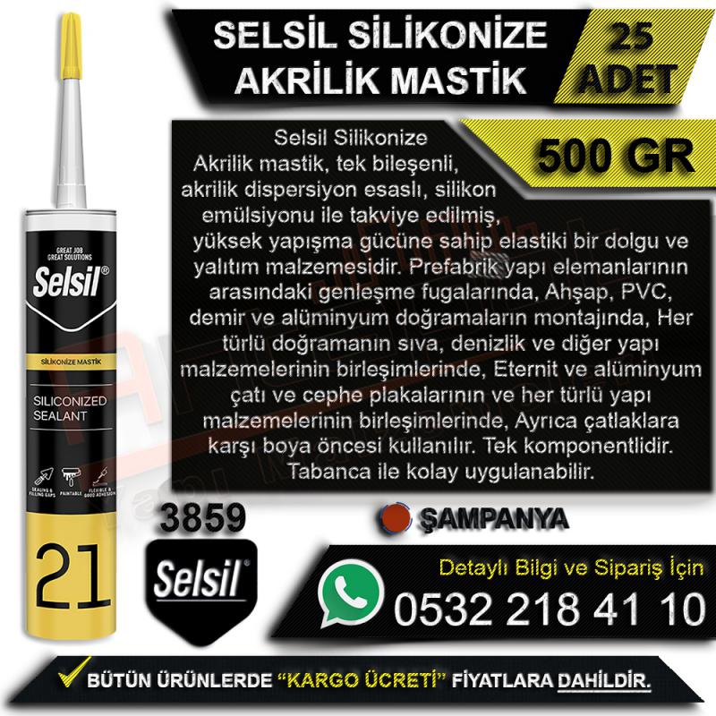 Selsil Silikonize Akrilik Mastik 500 Gr Şampanya (25 Adet) - Mastik Çeşitleri