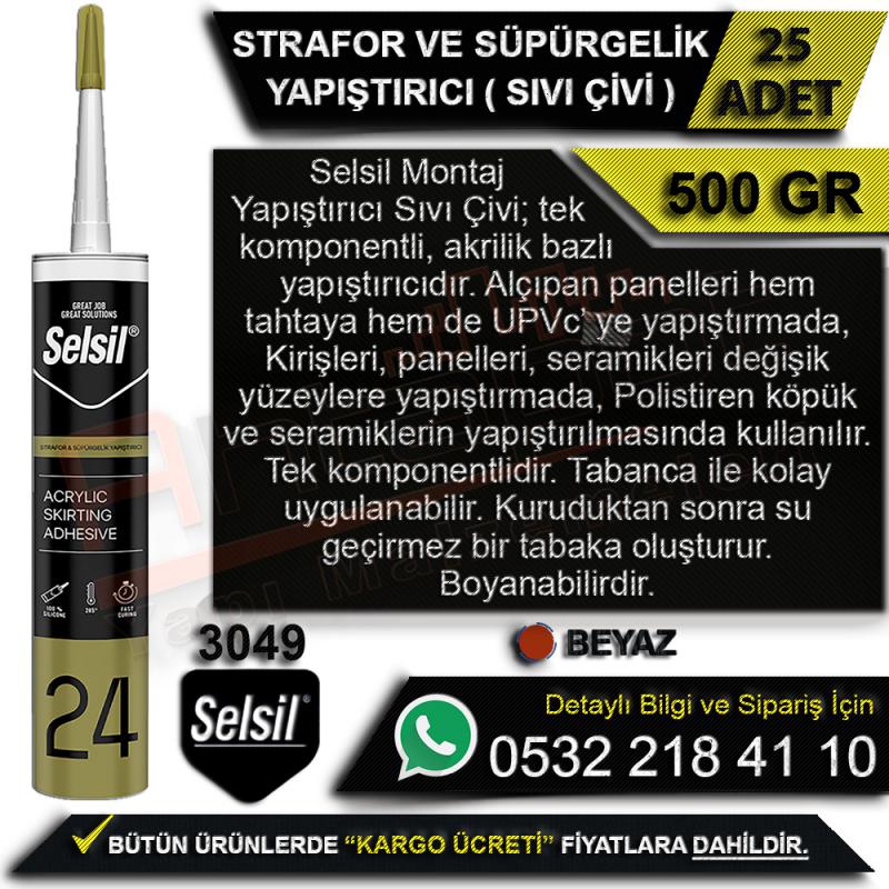 Selsil Strafor Ve Süpürgelik Yapıştırıcı (Yeni Formül Sıvı Çivi) 500 Gr (25 Adet) -