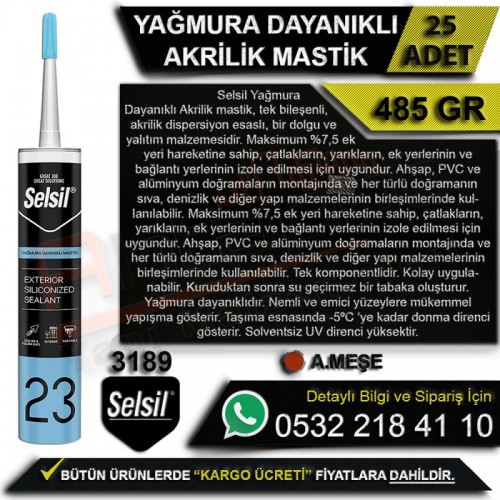 Selsil Yağmura Dayanıklı Akrilik Mastik Altınmeşe 485 Gr (25 Adet)