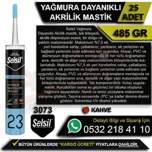 Selsil Yağmura Dayanıklı Akrilik Mastik Kahve 485 Gr (25 Adet)