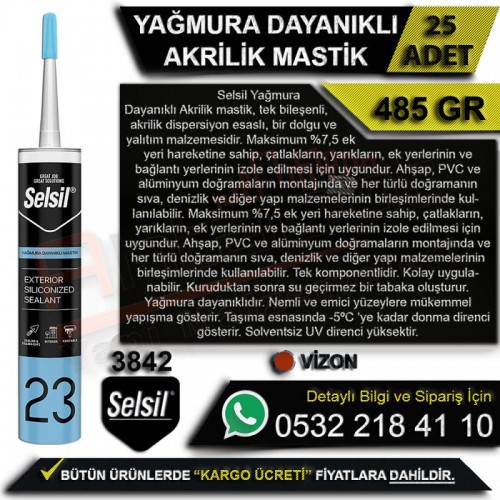 Selsil Yağmura Dayanıklı Akrilik Mastik Vizon 485 Gr (25 Adet)