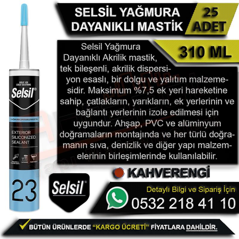 Selsil Yağmura Dayanıklı Mastik 310 Ml Kahverengi (25 Adet) - Mastik Çeşitleri