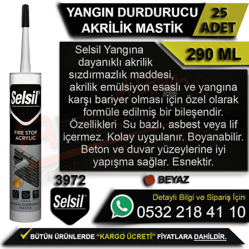 Selsil Yangın Durdurucu Akrilik Mastik 290 Ml Beyaz (25 Adet) - Mastik Çeşitleri