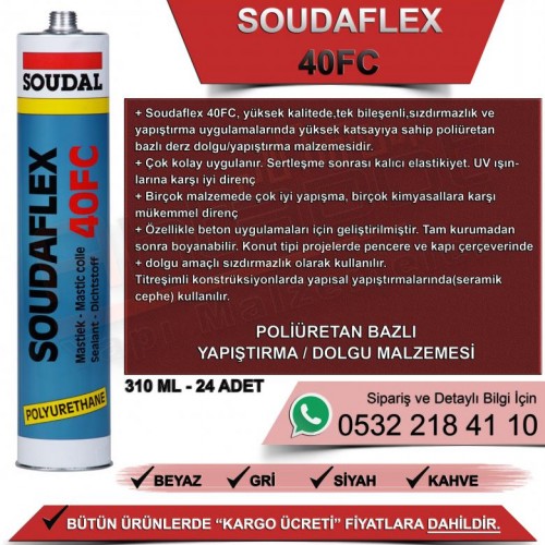 Soudal Soudaflex 40 Fc Poliüretan Mastik Gri 290 ML (24 Adet)