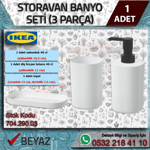 Storavan Banyo Seti | Beyaz 3 Parça | Şık ve Düzenli Banyo