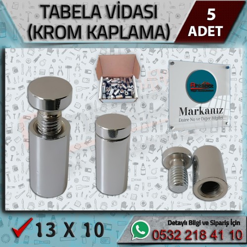 Tabela Vidası 13x10 mm Pleksi Tutucu – 5 Adet