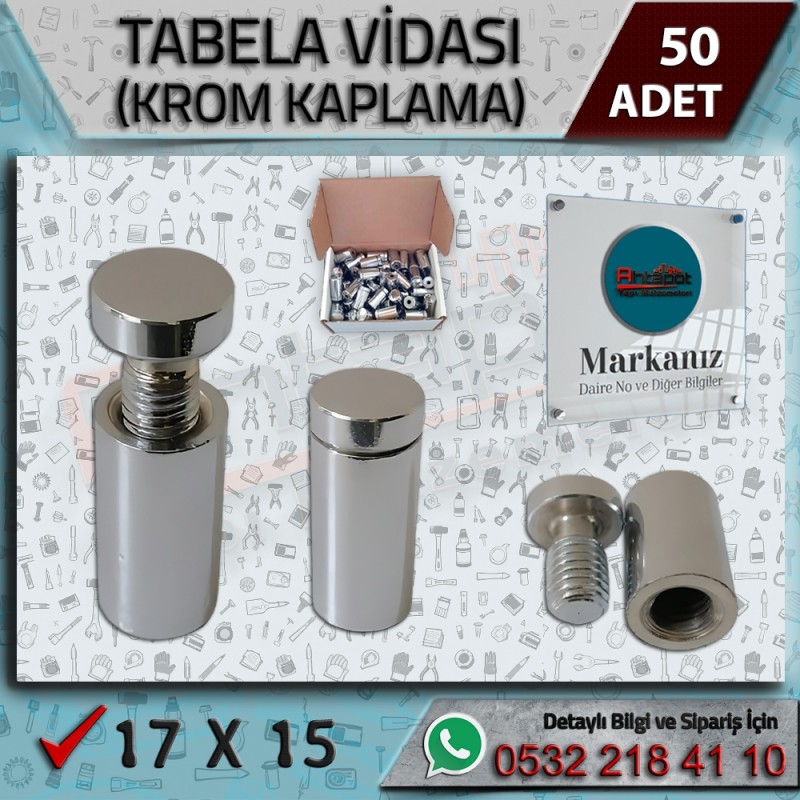 Tabela Vidası 17x15 Pleksi Montaj Dekoratif Vida (50 Adet)