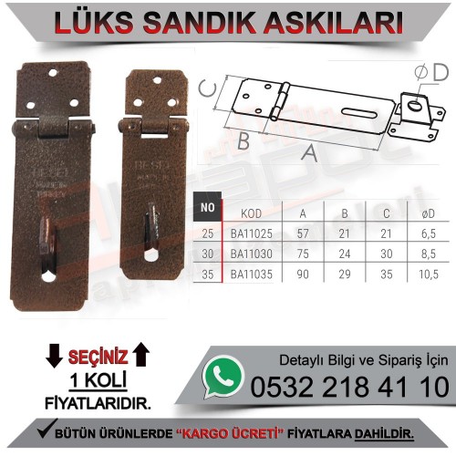 Beşel BA11030B Lüks Sandık Askısı Bakır Boyalı No:30 (384 Adet)