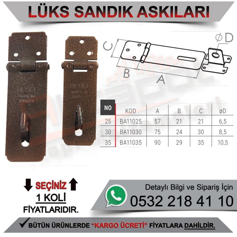 Beşel BA11035B Lüks Sandık Askısı Bakır Boyalı No:35 (288 Adet) - Mobilya Hırdavat