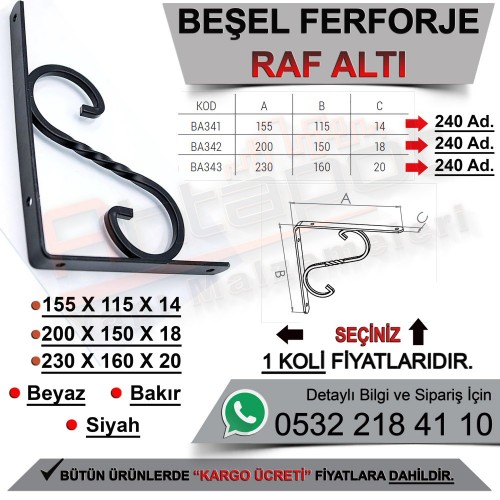 Beşel BA341 Ferforje Raf Altı 1 Beyaz (240 Adet)