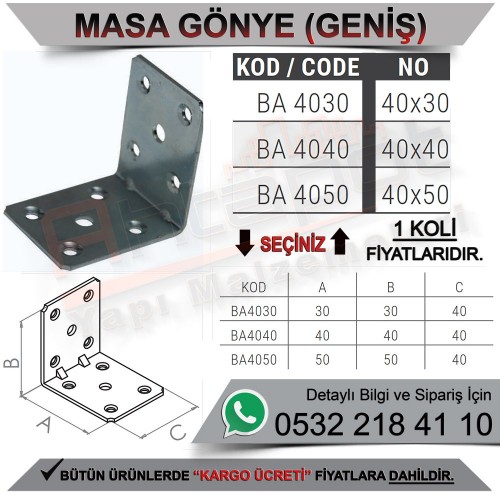 Beşel BA40100 Masa Gönye Geniş 40 Serisi 40x100 (250 Adet)
