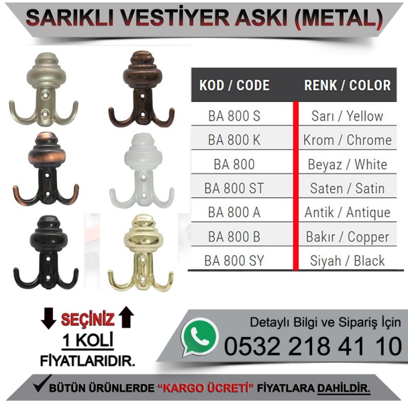 Beşel BA800ST Metal Vestiyer Askılığı Sarıklı Saten (1000 Adet) - Mobilya Askılıkları