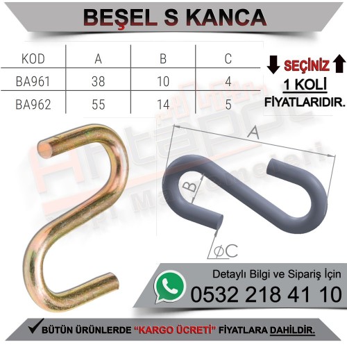 Beşel BA961 ’’S’’ Kanca Küçük  (3000 Adet)