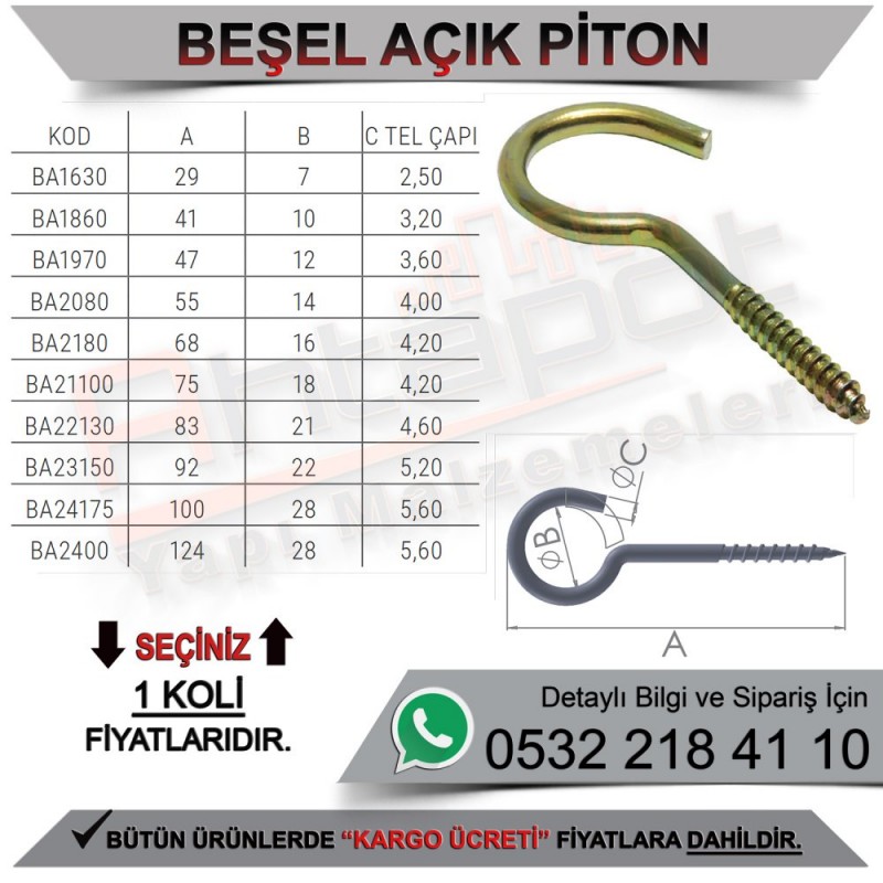 Beşel BA1630 Açık Piton 16x30 (4000 Adet) -
