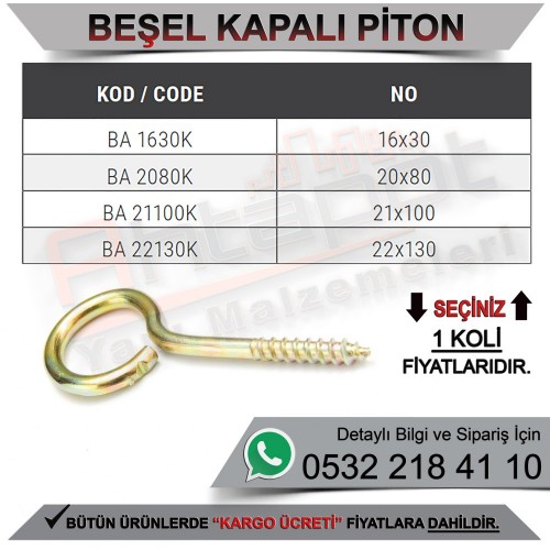 Beşel BA1630K Kapalı Piton 16x30 (4000 Adet)