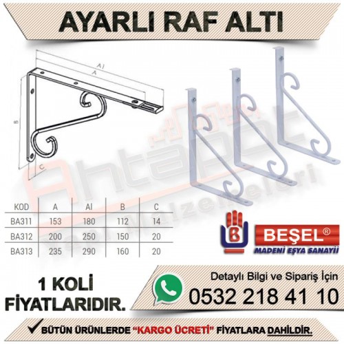 Beşel BA311 Ayarlı Raf Altı 1 Beyaz (240 Adet)