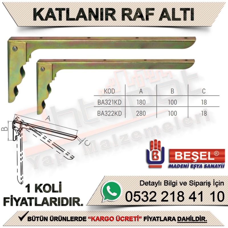 Beşel BA322KD Katlanır Raf Altı 2 Kadmiyum  (120 Adet) - Mobilya Hırdavat
