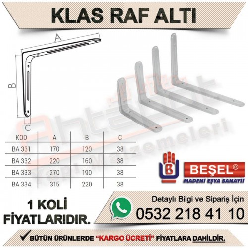 Beşel BA331 Klasik Raf Altı Beyaz 1 (240 Adet)