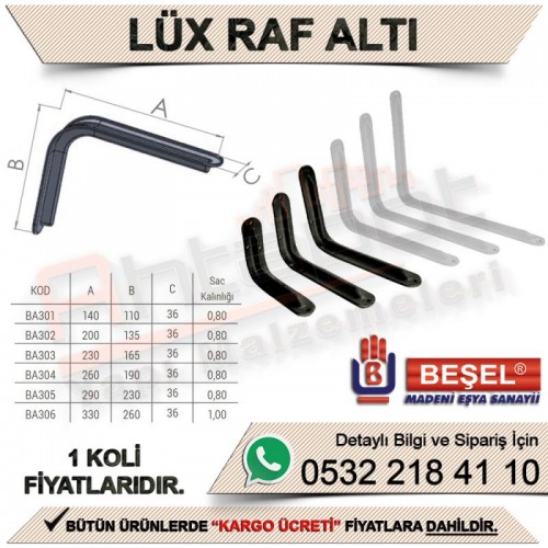 Beşel BA301B Lüx Raf Altı Beyaz 5x6 (240 Adet)
