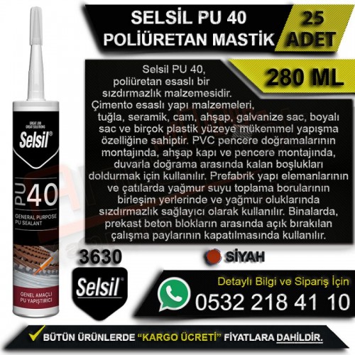 Selsil PU 40 Poliüretan Mastik 280 Ml (RAL 3009) Kırmızı (25 Adet)