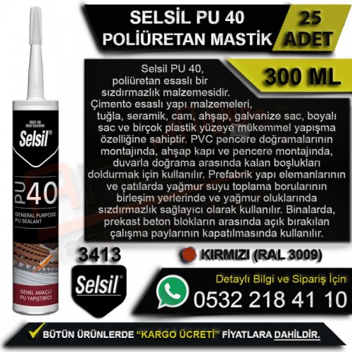 Selsil PU 40 Poliüretan Mastik 280 ML Beyaz (25 Adet)