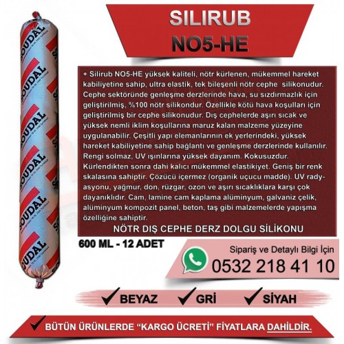 Soudal Silirub No5 Nötr İnşaat Silikonu Siyah 600 Ml (12 Adet)