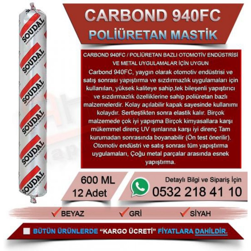 Soudal Carbond 940 Fc Mastik Oksit Kırmızı 600 ML (12 Adet) - Mastik Çeşitleri
